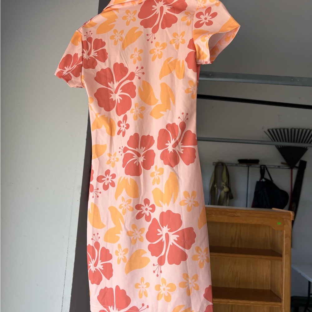 Floral Pink and Orange Dress